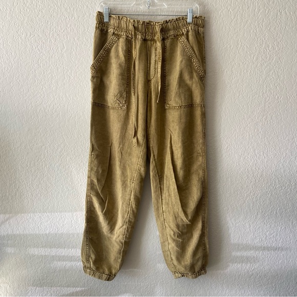 Anthropologie Rhys Utility Linen Blend Pull On Joggers Pants in Moss size small - Picture 11 of 11